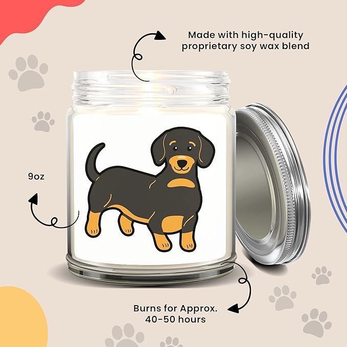 1OAK Lavender Scented Candles - Dog Mom Gifts for Women - Dog Candle - Made in USA (Dachshund)