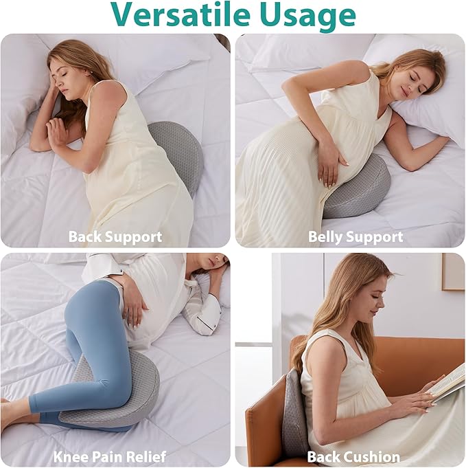Pregnancy Wedge Pillows for Side Sleeping, Memory Foam Pregnancy Pillow, Belly Pillow Pregnancy for Sleeping, Maternity Pillow for Pregnant Women, Pregnancy Belly Support Grey 14.5*13.5*4 Inch