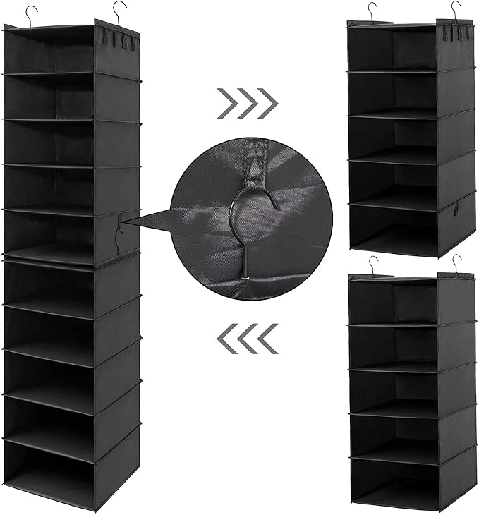 Hat Rack for Closet Hanging Organizer Fedora, 2 Pack 10 Shelves Organization, Cap Storage Cowboy Wide Brim Sunhat XL Holder Easy to Install (Black)
