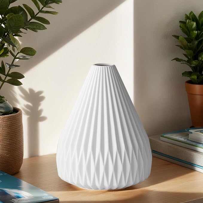 RONDURE 9.1" Modern Table Lamp, Modern Bedside Lamps for Bedroom, Living Room and Nightstand, White Translucent Ceramic Shade, Warm Ambient Lighting, Home Decor