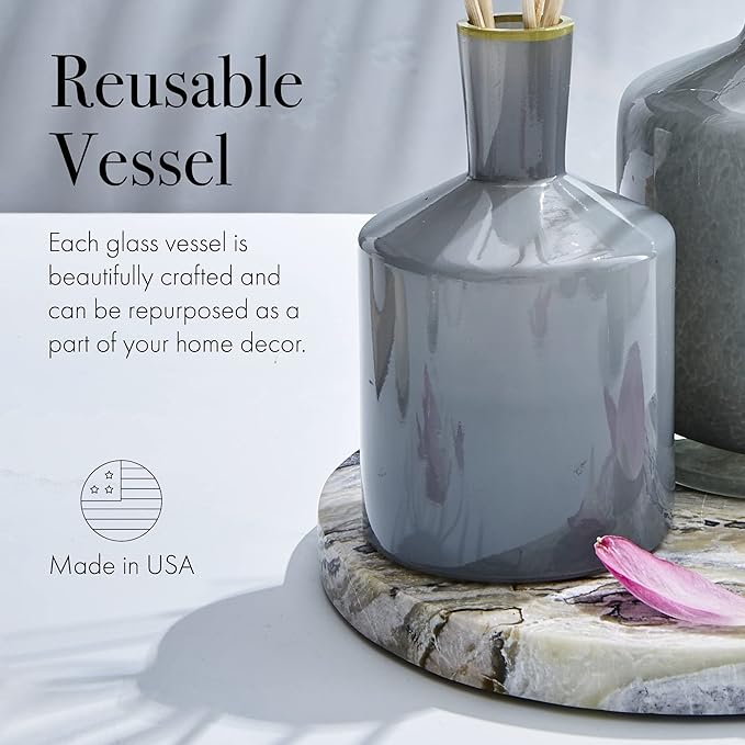 LAFCO New York Classic Reed Diffuser, Sea & Dune - 6 oz - Up to 3 Months Fragrance Life - Reusable Glass Vessel - Natural Wood Reeds - Made in The USA