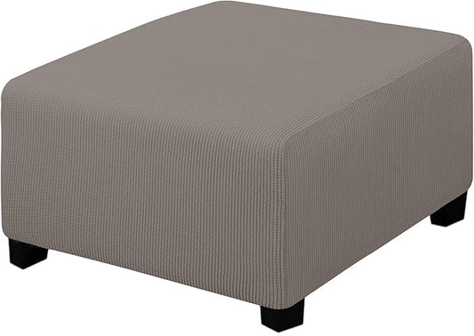 Easy-Going Stretch Ottoman Cover Folding Storage Stool Furniture Protector Soft slipcover with Elastic Bottom (Medium,Taupe)