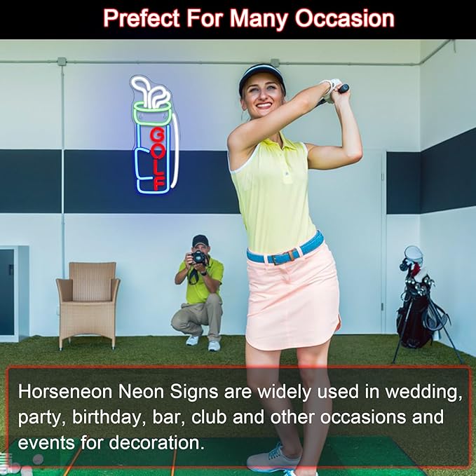 Golf Neon Sign for Wall Decor, Golf Neon Led Sign, Creative Neon Lights Signs with USB Powered for Golf Club, Backdrop Lights, Wall Hanging Decor