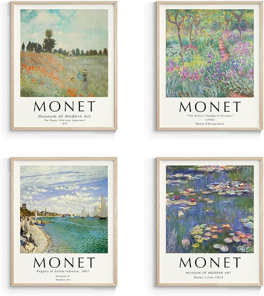 Claude Monet Artwork Paintings - UNFRAMED Wall Art Posters, Famouse Painting Prints, Vintage Decor for Living Room & Bathroom - 11"x14"