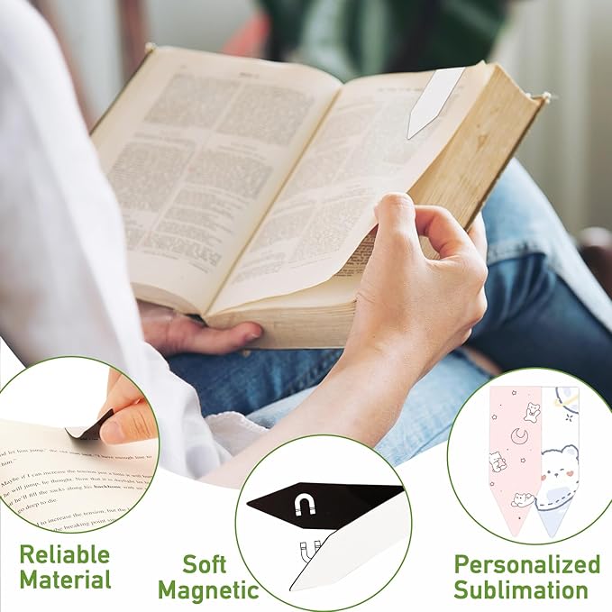 48 Pieces White Arrow Shaped Magnetic Bookmark Book Marker Clip Sublimation Bookmarks, Magnetic Page Markers Clips for Kids Students Teachers Classroom Office Reading Book Lovers Supplies
