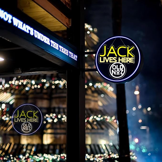 JACK Lives Here Neon Signs for Wall Decor，Neon Lights for Bedroom LED Signs Suitable for Man Cave，Doorplate，Christmas Gifts，5V Power Adapter(Wite+Yellow)