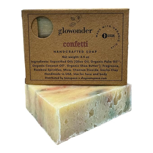 1 Pack - Confetti- Handmade Organic Bar Soap for Face and Body - Moisturizing, All-Natural, Cruelty-Free - Botanical Ingredients - Shower, Bath, Hand Soaps, Gifts - 4.5 oz