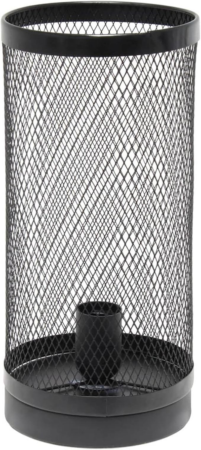 Simple Designs LT1075-BLK Black Mesh Cylindrical Steel Table Lamp