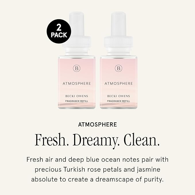 Pura & Becki Owens Home Scent Refill - Smart Home Air Diffuser - Up to 120-Hours of Premium Fragrance per Refill - Household Essential - Clean & Safe Diffuser Fragrance - 2 Pack, Atmosphere