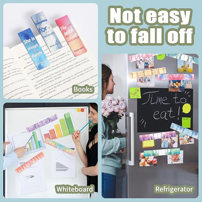 Kaluofan 15PCS Large Bible Quotes Magnetic Christian Bookmarks - Double Sided Magnet Book Markers for Women Students Teachers Supplies