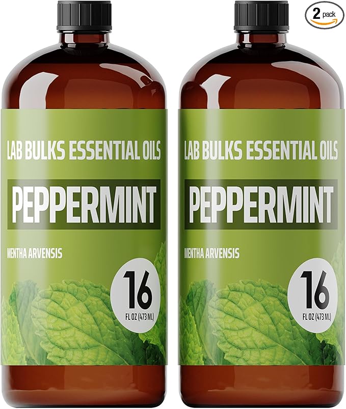 Peppermint Essential Oil (16 oz, 2 Pack) – Bulk Peppermint Oil for Diffusers, Candles, Cleaning & Sprays