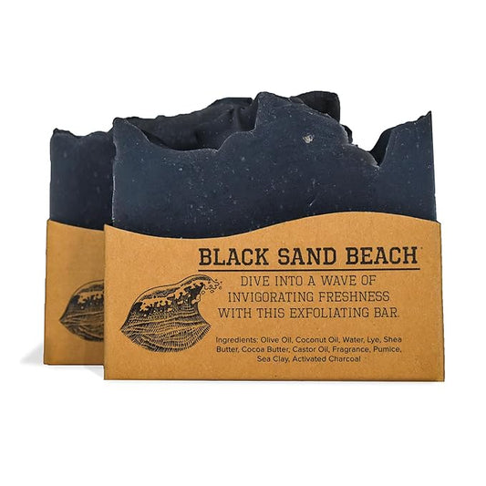 Compass Soap Black Sand Beach| Natural Bar Soap for Men | Soap Bar with Heavy Grit for Exfoliation | Best Mens Bar Soap | Natural, Paraben & Phthalate Free Bath Soap Bars for Men | 5 oz. Pack of 2