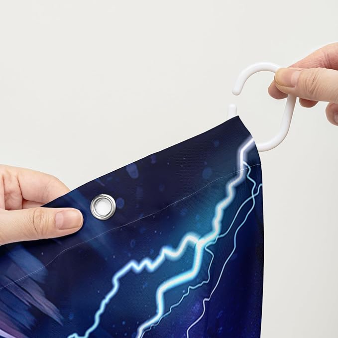 AILONEN Cat Shower Curtain,Blue Galaxy Lightning Pyramid Pet Cat Bath Curtain Gifts for Cat Lover,Polyester Waterproof for Bathroom,72" W*84" H with 12 Plastic Hooks