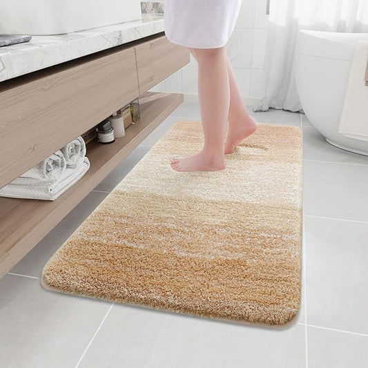 Arotive Microfiber Bathroom Rugs, Shaggy Soft and Absorbent Bath Rug, Non-Slip, Thick Plush Machine Washable Dry Bath Mats for Bathroom, Tub and Shower, 45x27, Beige