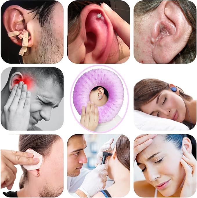 Ear Hole Piercing Pillows for Ear Pain Side Sleeping CNH Pillow Pressure Sore Pain Relief Ear Guard Protector Lifesaver Tinnitus Support Neck Head, Minky Dot Lavender