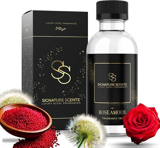 Luxury Hotel Diffuser Oil for Hotels and Homes - Aromatherapy Oils for use with an Essential Oil Diffuser at Home - Fragrance-Scent Diffuser Oil Blend (Rose Amour) 4.05fl oz (120ml)