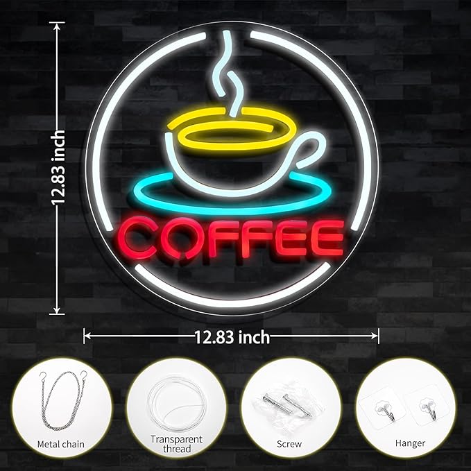 Coffee Neon Sign LED Light UP for Wall Decor Neon for Coffee Bar Station Shop LED Neon Sign Light Up for Cafe Shop Home Decor