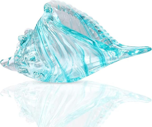 DOVDOV Blown Glass Conch Statues - Modern Glass Art, Conch Decorative Statues for Dining Tables, Entryways, Coffee Tables, Living Rooms, Kitchens, Shelf Fillers