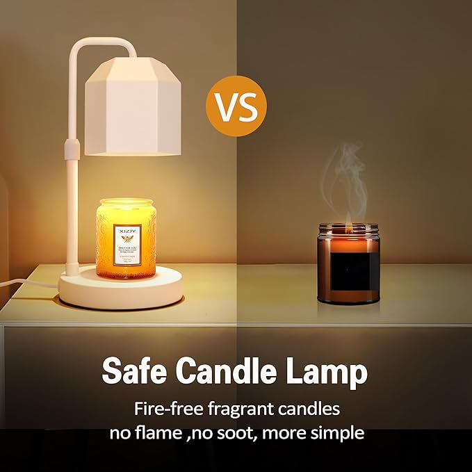 Candle Warmer Lamp with Timer Dimmer, Adjustable Height Wax Warmer, Candle lamp for Scented Wax Jar Candles, White Metal