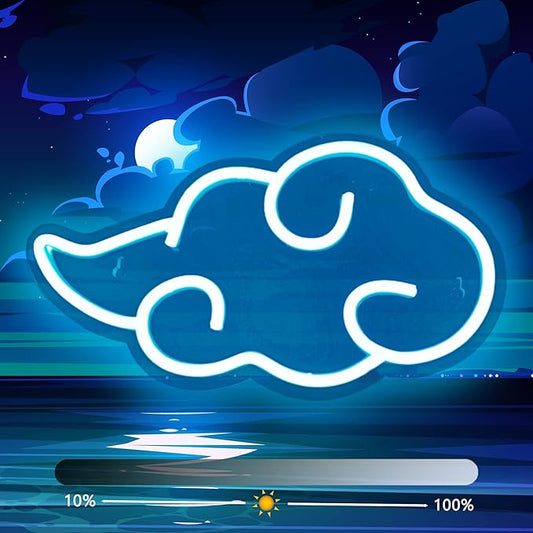 Anime Neon Sign, LED Blue Cloud Neon Signs for Wall Decor, Dimmable Gaming Neon Sign Wall Signs USB Night Neon Light for Bedroom Game Room Man Cave Party, Gifts for Your Son, Boyfriend(12x7in)