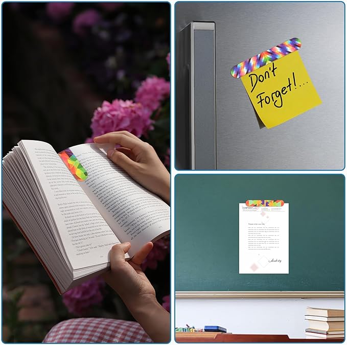 30 Pcs Magnetic Bookmarks, Mini Geometric Page Markers Magnetic, Geometric Magnetic Page Stand Bookmarks for Teachers School Home Office Reading Bookmarks