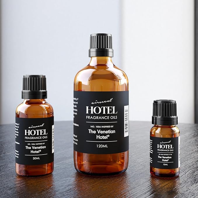AirScent Hotel Diffuser Oil Inspired by The Venetian Hotel Scent - Premium Fragrance Oil No. 1036 for Ultrasonic and Waterless Diffusers and Crafting - 120 mL, 4 fl oz Glass Bottle with Dropper