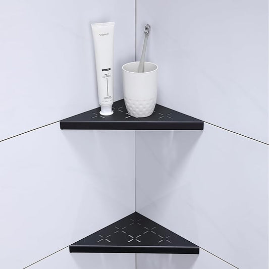 8" Corner Shower Shelf, 2-Pack Shower Shelves SUS304 Stainless Steel Bathroom Shelves for Tile Walls, Recessed Corner Shelf Organizer Rack, No Drilling (Matte Black)