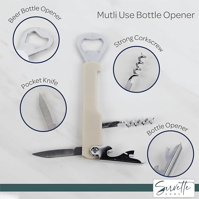 Waiter Corkscrew and Beer Bottle Opener Multifunction Tool (Grey)