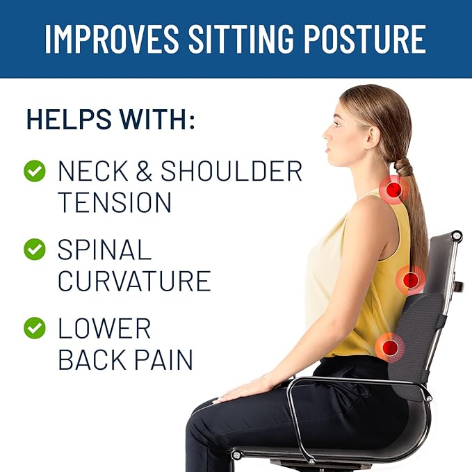 Everlasting Comfort Lumbar Support Pillow for Office Chair - Memory Foam Back Cushion for Chair, Car, Couch - Lumbar Pillow Promotes Better Posture, Back Pain Relief - Ideal for Gaming and Desk Chairs