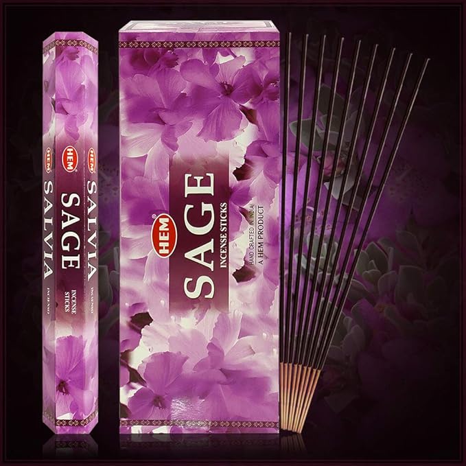 TRUMIRI Sage Incense Sticks & Holder Bundle: 120 Sticks (6 Packets of 20), 1 Holder