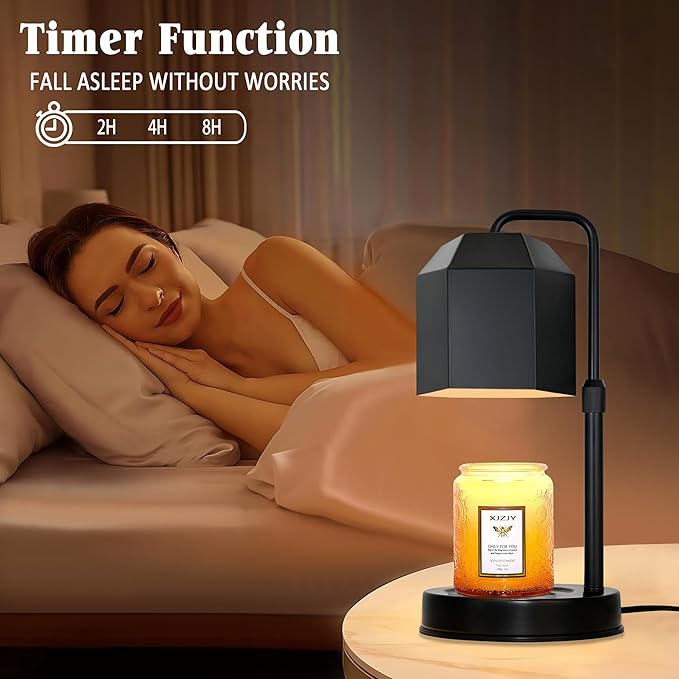 Candle Warmer Lamp with Timer Dimmer,Adjustable Height Candle Warmer, Candle lamp for Scented Wax Jar Candles,Mothers Day Gifts for Women,House Warming Gifts for New Home Bedroom Decor,Black