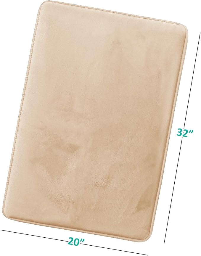 Clara Clark Bathroom Rugs, Velvet Memory Foam Bath Mat, Non-Slip, Machine Washable Bath Rugs - Dries Quickly, Ultra Soft Plush Bath Mats for Bathroom, 20 x 32, Cream