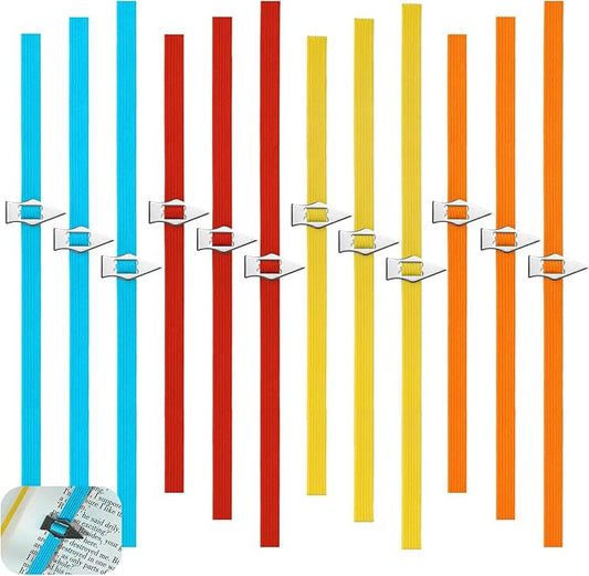 Elastic Bookmark,12 Pack Book Marks with Pointer Perfect for Book Reading-Mark Last Place,Planner Bookmarks for Reading Women,Men,Kids,Book Lovers(Red+Blue+Yellow+Orange)