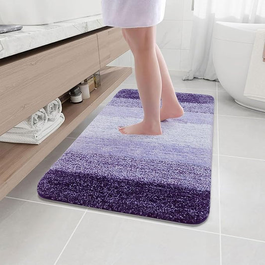 Arotive Microfiber Bathroom Rugs, Shaggy Soft and Absorbent Bath Rug, Non-Slip, Thick Plush Machine Washable Dry Bath Mats for Bathroom, Tub and Shower, 40x24, Dark Purple