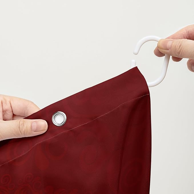 AILONEN Red and Gold Shower Curtain,Red Rose Hearts Printed Bath Curtain,Romantic Luxury Rose Flower Waterproof Curtain for Bathroom Decor 48" W x 72" H