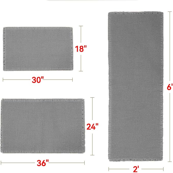 Upgraded Waffle Bath Mat – Ultra Soft, Super Absorbent & Non-Slip Rug with Tassels, Machine Washable, Rubber Backed for Bathroom, Hallway Runner, Kitchen and More (Pink, 18" X 30")