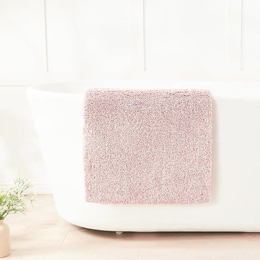 Douceur Pink Bathroom Rugs Non Slip, Luxury Thick Plush Shaggy Bath Mats Washable, Fluffy Absorbent Bath Rugs for Bathroom, Quick Dry Shower Mat Gifts, 24" x 16"