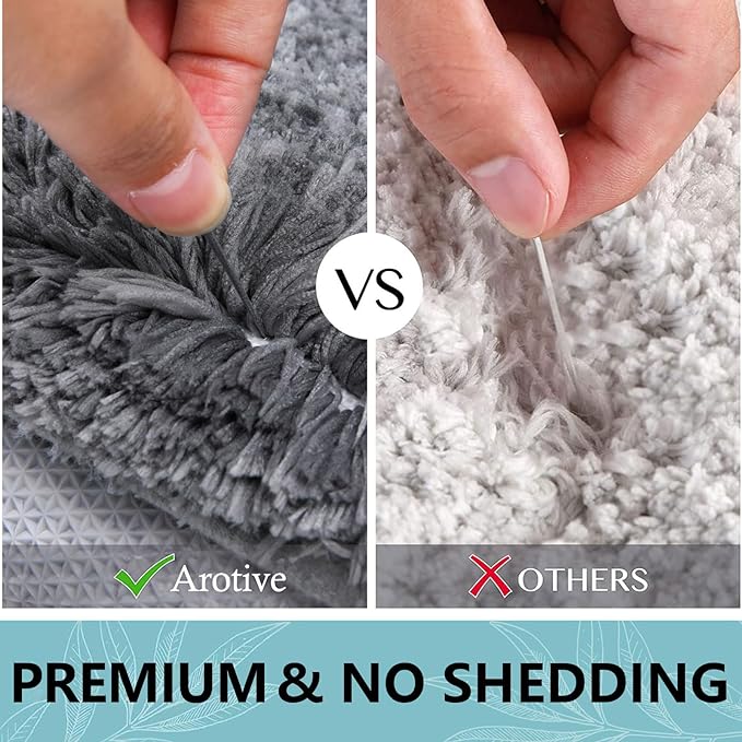 Arotive Microfiber Bathroom Rugs, Shaggy Soft and Absorbent Bath Rug, Non-Slip, Thick Plush Machine Washable Dry Bath Mats for Bathroom, Tub and Shower, 59x35, Grey