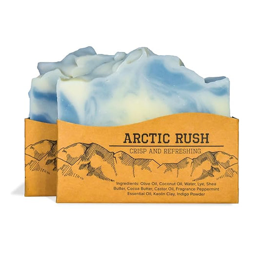Compass Soap Arctic Rush | Natural Bar Soap for Men & Women | Body & Face Soap Bar for Women and Men | Minimalist & Gentle Lather | Natural Bath Soap, Paraben & Phthalate Free | 5 oz, Pack of 2
