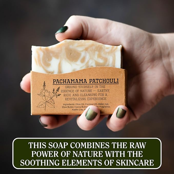 Compass Soap Pachamama Patchouli | Natural Bar Soap for Men & Women | Body & Face Soap Bar for Women and Men | Minimalist & Gentle Lather| Natural Bath Soap, Paraben & Phthalate Free|5 oz Pack of 2