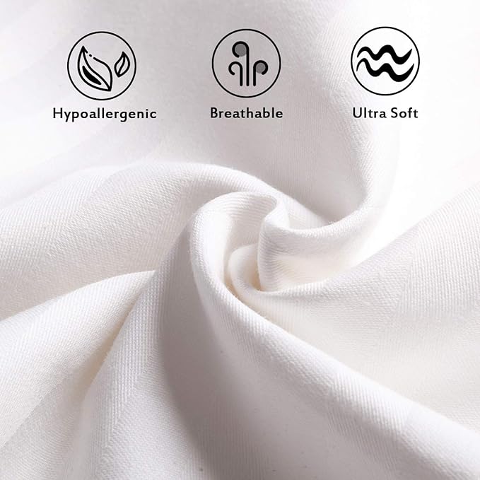 Toddler Pillowcases Set of 2, Hypoallergenic 14x19 Pillow Cover Fits Pillows Sized 13x18 or 14x19, 100% Soft Cotton Envelope Closure Kids Pillowcase for Sleeping, Machine Washable, White Stripe