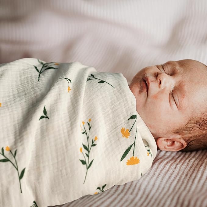 GLLQUEN BABY 2-Pack Muslin Swaddle Blankets for Unisex, Baby Swaddle Blanket for Boys and Girls, Soft Breathable Receiving Blankets Neutral, Newborn Essentials, Registry & Gift