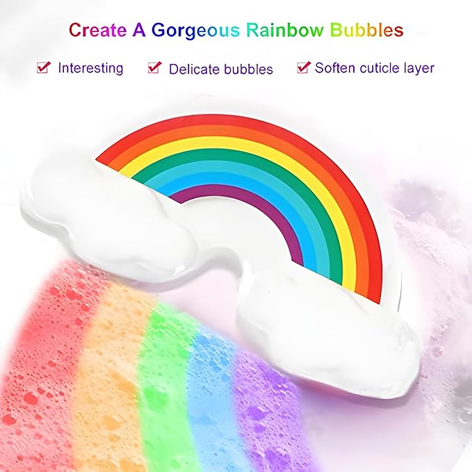 EBS Rainbow Bath Bombs Gift Set, 9 Pcs Handmade Bubble Bath Fizzies, Unicorn Bath Bomb Set for Girls, Natural Organic Bath Bombs Safe for Kids & Toddlers, Gift for Valentine's Day