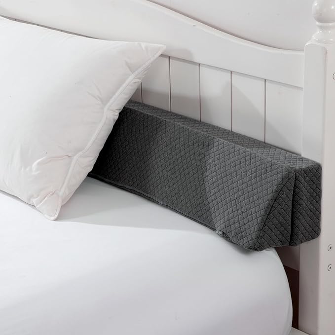 HOMBYS Wedge Pillow Headboard for Bed Gap,Foldable Bed Wedge Gap Filler Full Size,Matterss Gap Filler,Multi Functional Bed Crack Pillow, Fill The Gap (0-7") Between Your Headboard and Mattress,Grey