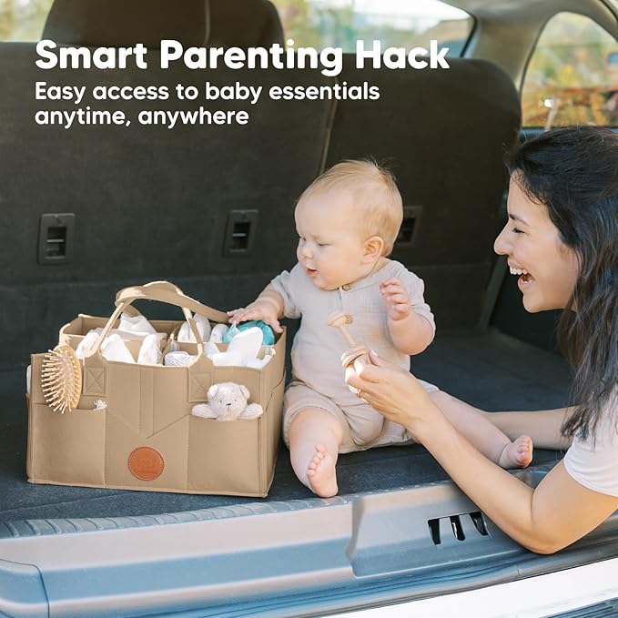 KeaBabies Diaper Caddy Organizer - Baby Organizer for Nursery, Car Storage Organizer, Baby Gift Basket, Changing Table Organizer, Portable Diaper Organizer Caddy for Girls, Boys (Taupe)