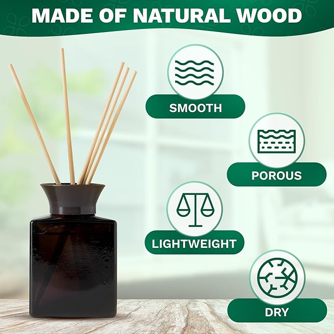 100 Pcs Bamboo Reed Diffuser Sticks - 10" Reed Sticks for Oil Diffuser, Good for DIY and Crafts, Easy to Use and Lightweight, Suitable for Living Room, Kitchen, Bathroom, Bedroom, and Office