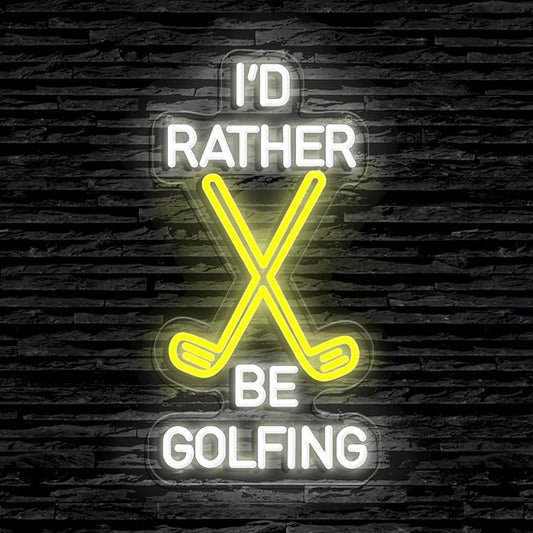 I’d Rather Go Play Skiing Basketball Football Golf Baseball Lovers Neon Sign Birthday Christmas Gifts Bedroom Man Cave Beer Bar Wall Dormitory Decor (Light - Golfing)