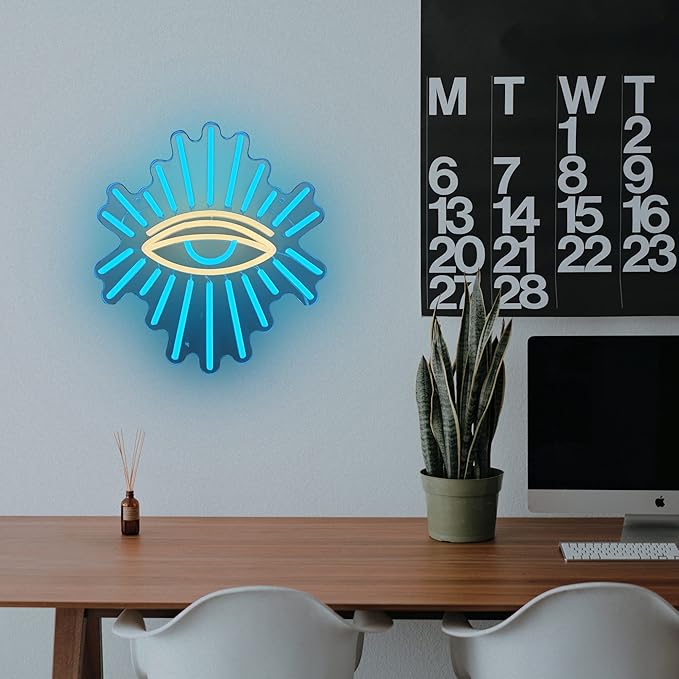 Evil Eyes Neon Signs for Wall Decor, Dimming LED Blue Goth Eyes Neon Signs, USB Neon Wall Signs for Game Room Bedroom Man Cave Kids Room Party Christmas Gift(11.8x13in)