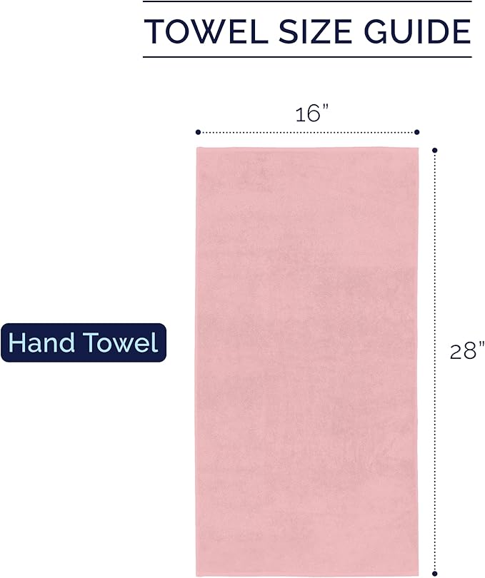 Elegant Comfort Premium Turkish Cotton 4 Pack Hand Towel Set - 16 x 28 inch, Luxurious Hotel Spa Quality 100% Turkish Cotton 4PC Hand Towel Set - Highly Absorbent - Soft Bathroom Towels, Dusty Rose