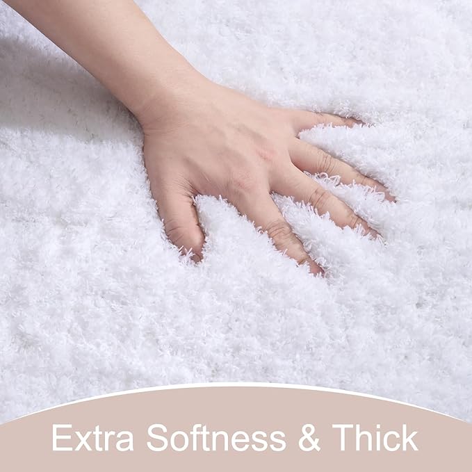 AROGAN Luxury Non Slip Bathroom Rug, Thick Soft and Absorbent Microfiber Bath Mat, Rubber Backing Quick Dry Rugs Carpets, Machine Washable Plush Mats for Shower Floor, Bathroom, 24x36 Inch White